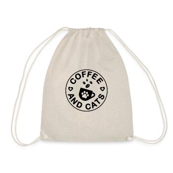 Coffee and Cats Cats Lover Coffee Lover - Drawstring Bag - nature - Front