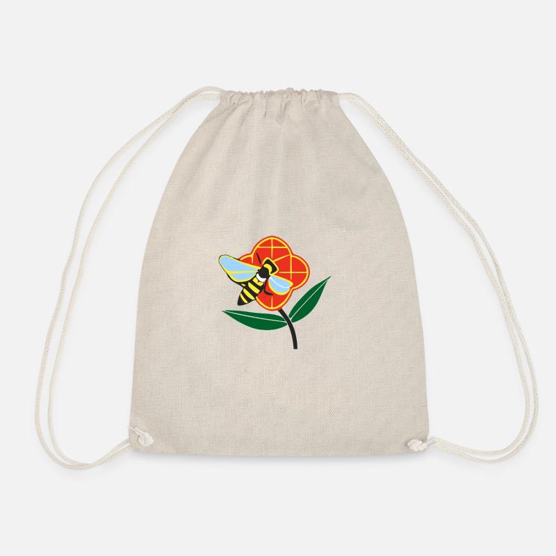 Bee on flower - Drawstring Bag - nature