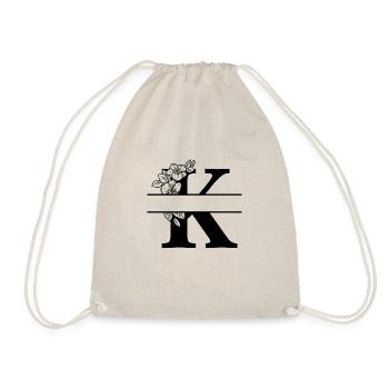 Personalized floral letter K - Drawstring Bag - nature - Front