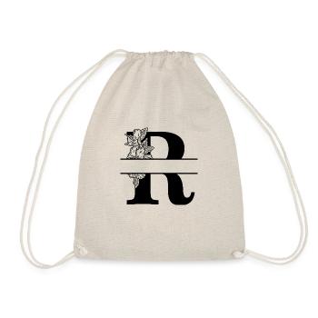 Personalisierter Blumenbuchstabe R - Turnbeutel - Natur - Vorne