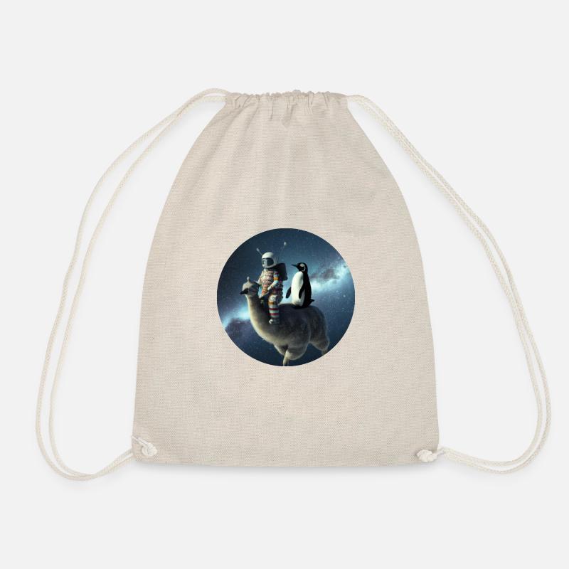 Space Lama mit Astronaut und Pinguin - Turnbeutel - Natur