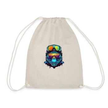 Cool gorilla skier - Drawstring Bag - nature - Front