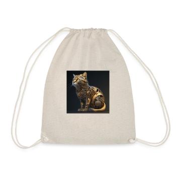 Mechanische Katze, Gold, atemberaubende Kunst - Turnbeutel - Natur - Vorne