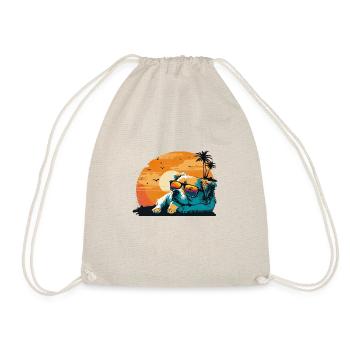 Dog relaxing, retro, sunglasses, vintage, sunset - Turnbeutel - Natur - Vorne