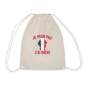 je peux pas j'ai grève anti retraire à 64 ans - Sac de sport léger - nature - Devant