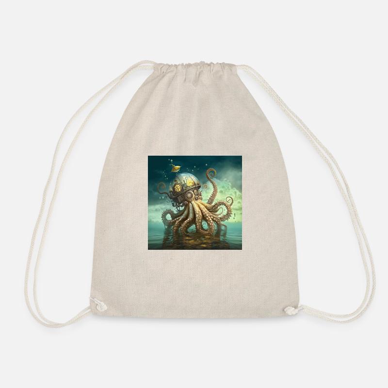 FOX0610 steampunk octopus - Turnbeutel - Natur