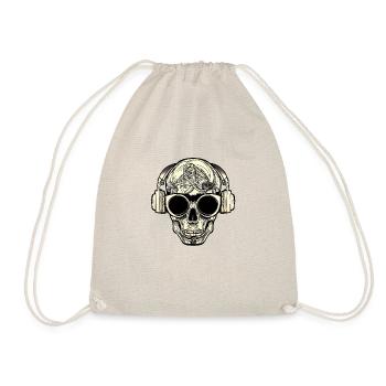 Totenkopf mit Kopfhörer und Sonnenbrille - Turnbeutel - Natur - Vorne
