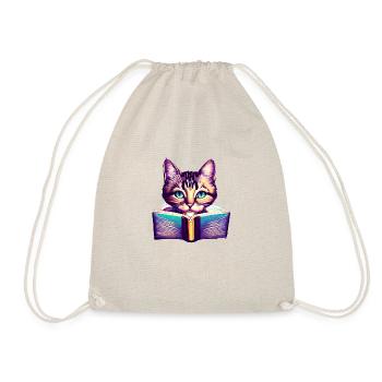 Hauskatze Buch Katze Bücher Kater Lesen Kätzchen - Turnbeutel - Natur - Vorne