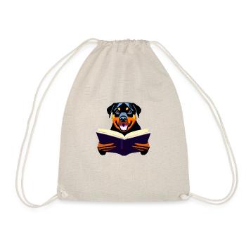 Dogs Books Rottweiler Read Dog Owner Dog - Drawstring Bag - nature - Front