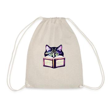 Katze Buch Lesen Hauskatze Bücher Kätzchen Kater - Turnbeutel - Natur - Vorne