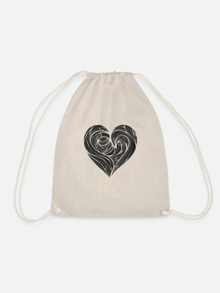Creative ornate heart for valetnine day - Drawstring Bag - nature