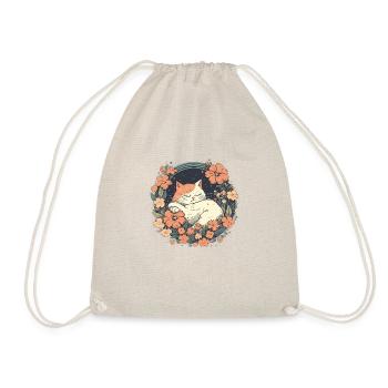 Cat in flower wreath - Drawstring Bag - nature - Front