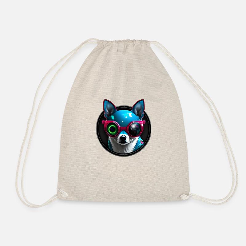 Chihuahua futuristic neon - Drawstring Bag - nature