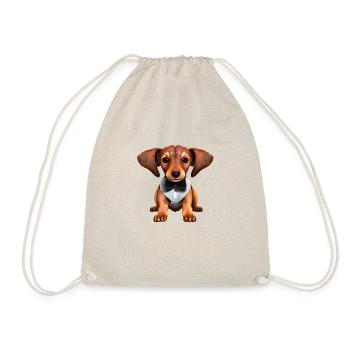 Hund Dachshund mit Anzug Hunde Dackelwelpe - Turnbeutel - Natur - Vorne