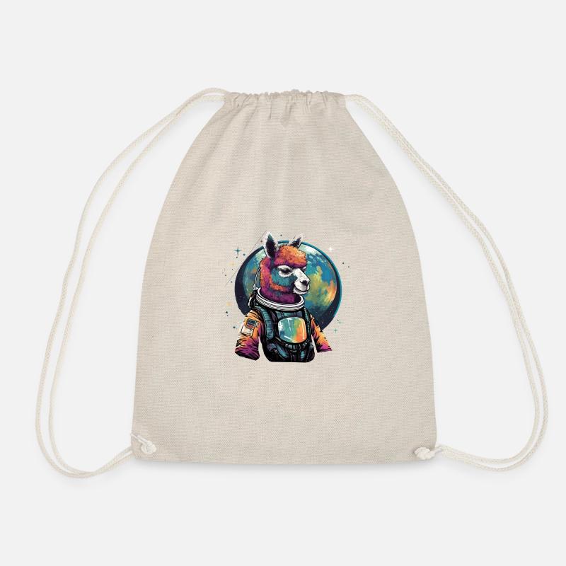 Alpaca Astronaut - Drawstring Bag - nature