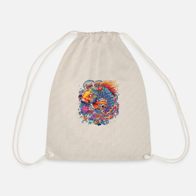 Neon - Koi - Psychadelic Fish - neg - Turnbeutel - Natur