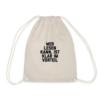 T-Shirt "wer lesen kann, ist klar im Vorteil" - Turnbeutel - Natur - Vorne