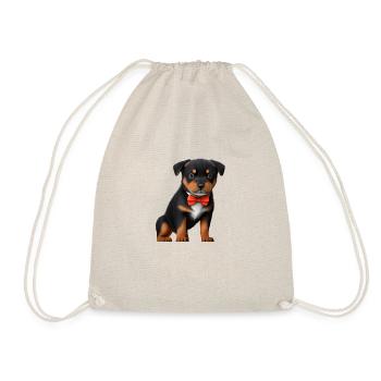 Dog puppy Rottweiler with bow tie dog suit dogs - Drawstring Bag - nature - Front