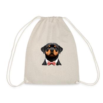 Rottweiler Dog with Bow Tie Puppy Suit Dogs - Drawstring Bag - nature - Front