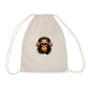 Monkey with Headphones - Turnbeutel - Natur - Vorne