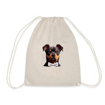 Dog puppy Rottweiler with bow tie dog suit dogs - Drawstring Bag - nature - Front