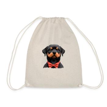 Hundewelpe Rottweiler mit Fliege Hund Anzug Hunde - Turnbeutel - Natur - Vorne