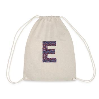 Monogram Letter E- boho colorful design - Drawstring Bag - nature - Front