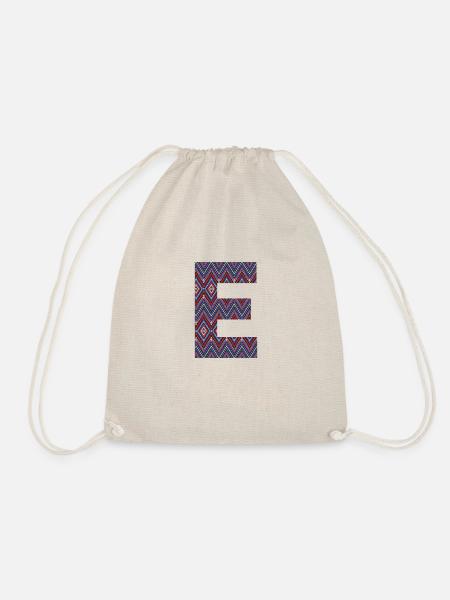 Monogramm Buchstabe E- boho buntes Design - Turnbeutel - Natur