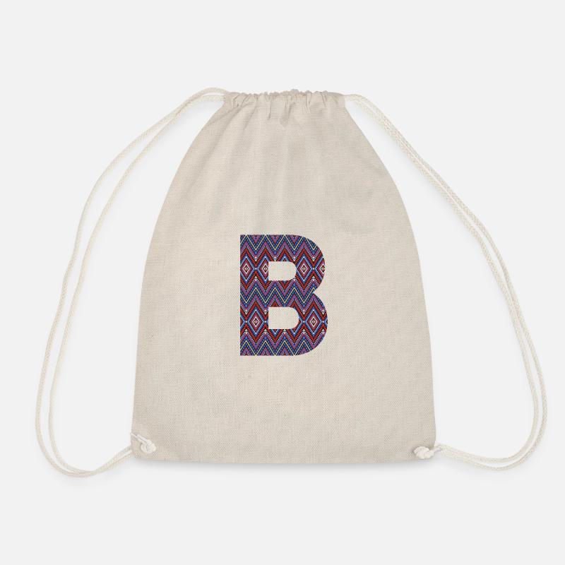 Monogramm Buchstabe B - geometrisches Muster - Turnbeutel - Natur