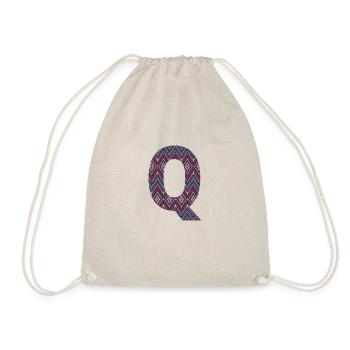 Monogramm Buchstabe Q - geometrisches Muster - Turnbeutel - Natur - Vorne