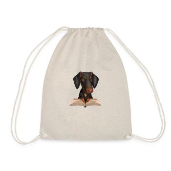 Dobermann Buch lesen Dobermannwelpe Bücher Hund - Turnbeutel - Natur - Vorne