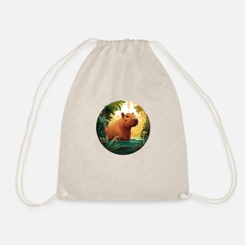Bathing Capybara - Drawstring Bag - nature