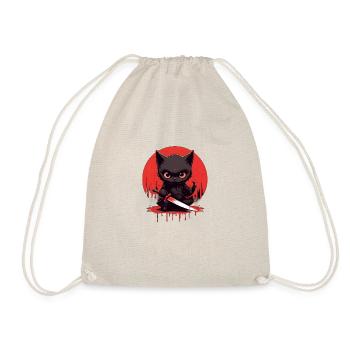 Blutrünstige Schwarze Katze - Turnbeutel - Natur - Vorne
