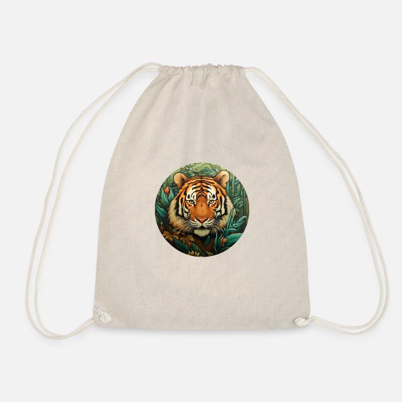 Vibrant Tiger - Drawstring Bag - nature