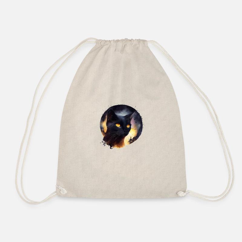 Schwarze Katze - Turnbeutel - Natur
