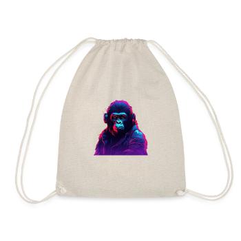 Synthwave-Neon-Beats eines Gorillas - Turnbeutel - Natur - Vorne