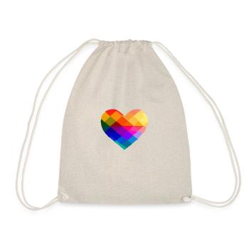 Geometrisches Herz in den Farben des LGBT-Regenbogens - Turnbeutel - Natur - Vorne