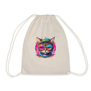 colored cool cat - Drawstring Bag - nature - Front