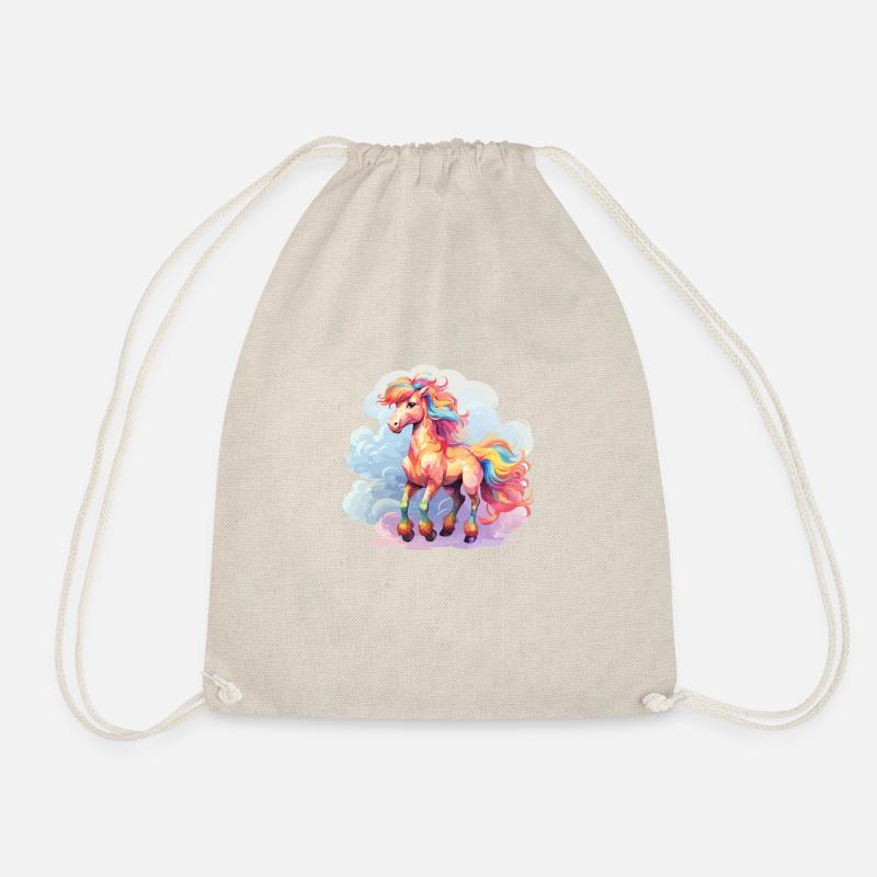 colorful pony - Drawstring Bag - nature