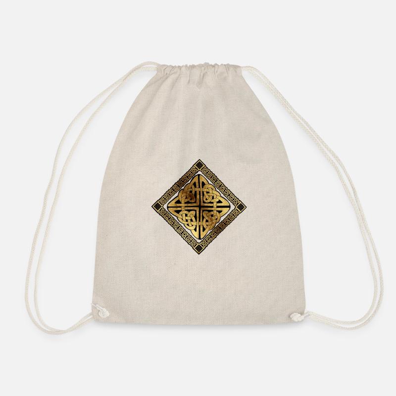 Celtic6 black background parchment - Drawstring Bag - nature