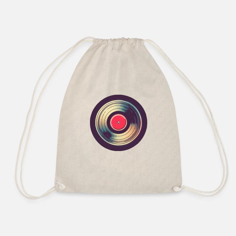 Retro Vinyl Record - Drawstring Bag - nature