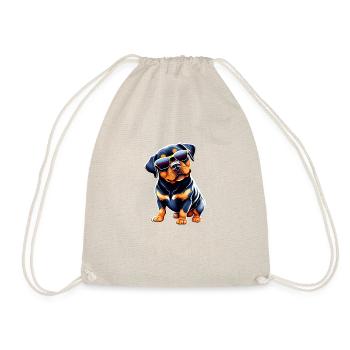 Rottweiler with sunglasses dog puppy dogs - Drawstring Bag - nature - Front