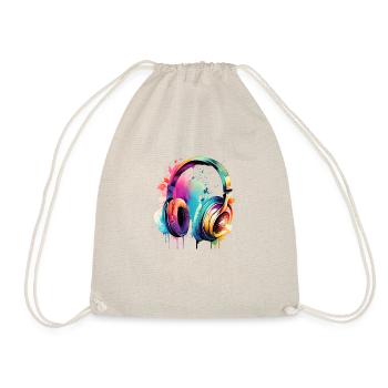 Headphones Singing Musicians Gamers Singers Listening to music - Drawstring Bag - nature - Front