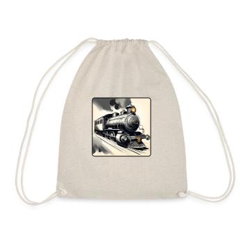 Steam Locomotive No.7 by Cora.Art - Drawstring Bag - nature - Front