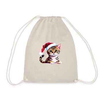 Christmas Bengal Cat Kitten Bengal Kitten - Drawstring Bag - nature - Front