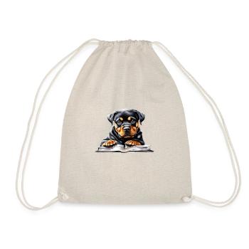 Rottweiler Rottweiler Puppy Dog Book Reading Dogs - Drawstring Bag - nature - Front