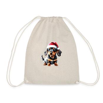 Dachshund X-Mas Dog Christmas Dachshund Puppy - Drawstring Bag - nature - Front
