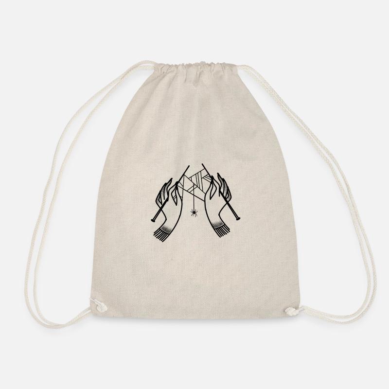 Witchcore Boho Hände Spinnennetze stricken - Turnbeutel - Natur