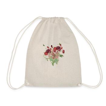 Vintage Red Flower Bouquet - Drawstring Bag - nature - Front