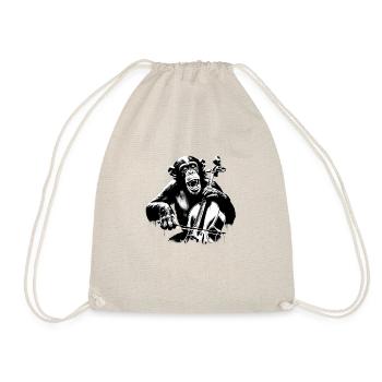 Cello Monkey Monkey Orchestra Street Art Banksy Style - Drawstring Bag - nature - Front